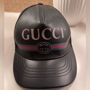 Gucci leather baseball cap